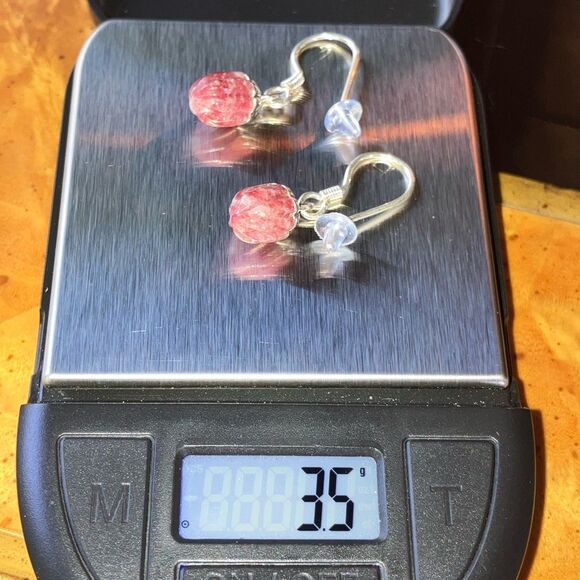 Norwegian Thulite Sterling Silver Earrings - Picture 5 of 8